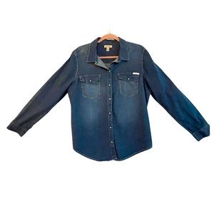 Super cute Calvin Klein woman’s denim XL shirt with pearl white snaps.